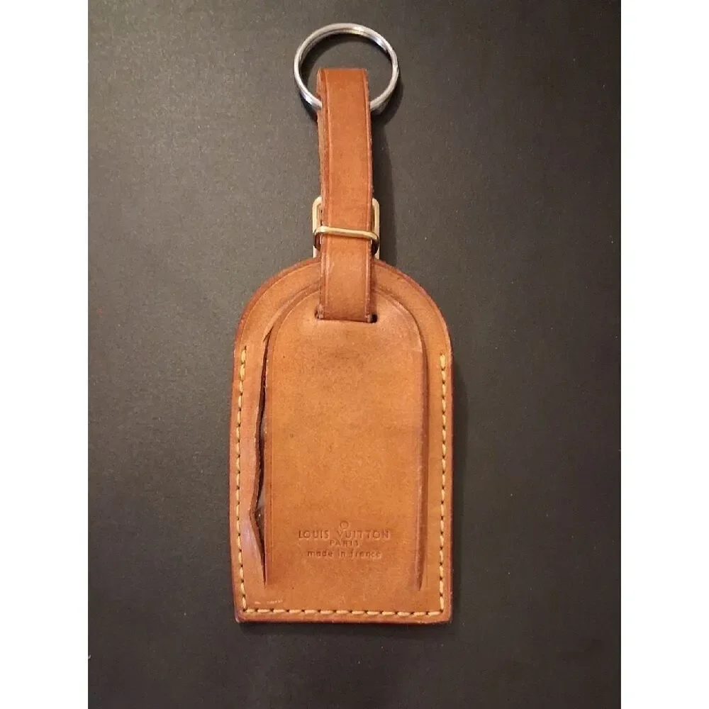 Authentic Louis Vuitton Vachetta Leather Tag Key Ring Accessory